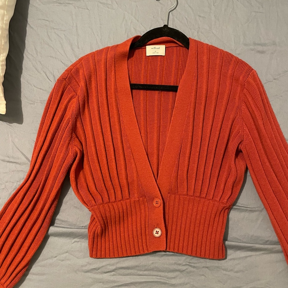 Wilfred Orange Ribbed Cardigan